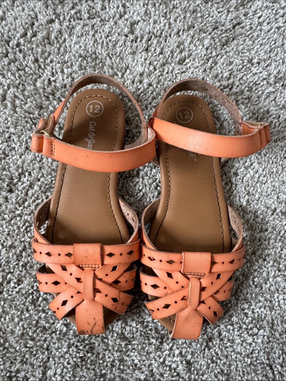 Cat & Jack Orange/Tan Strappy Girls' Sandals